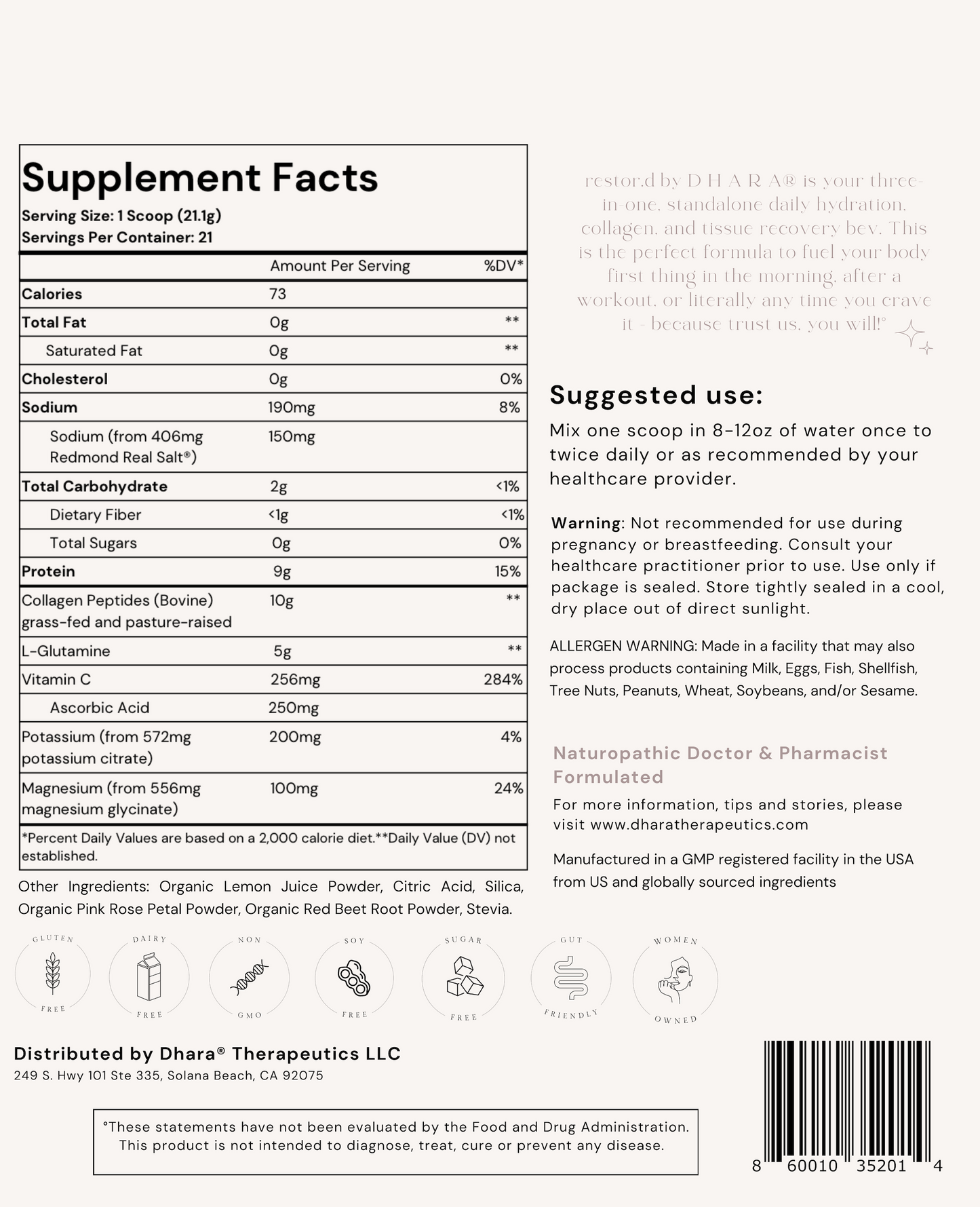 Restor.d - Electrolyte + Collagen Powder