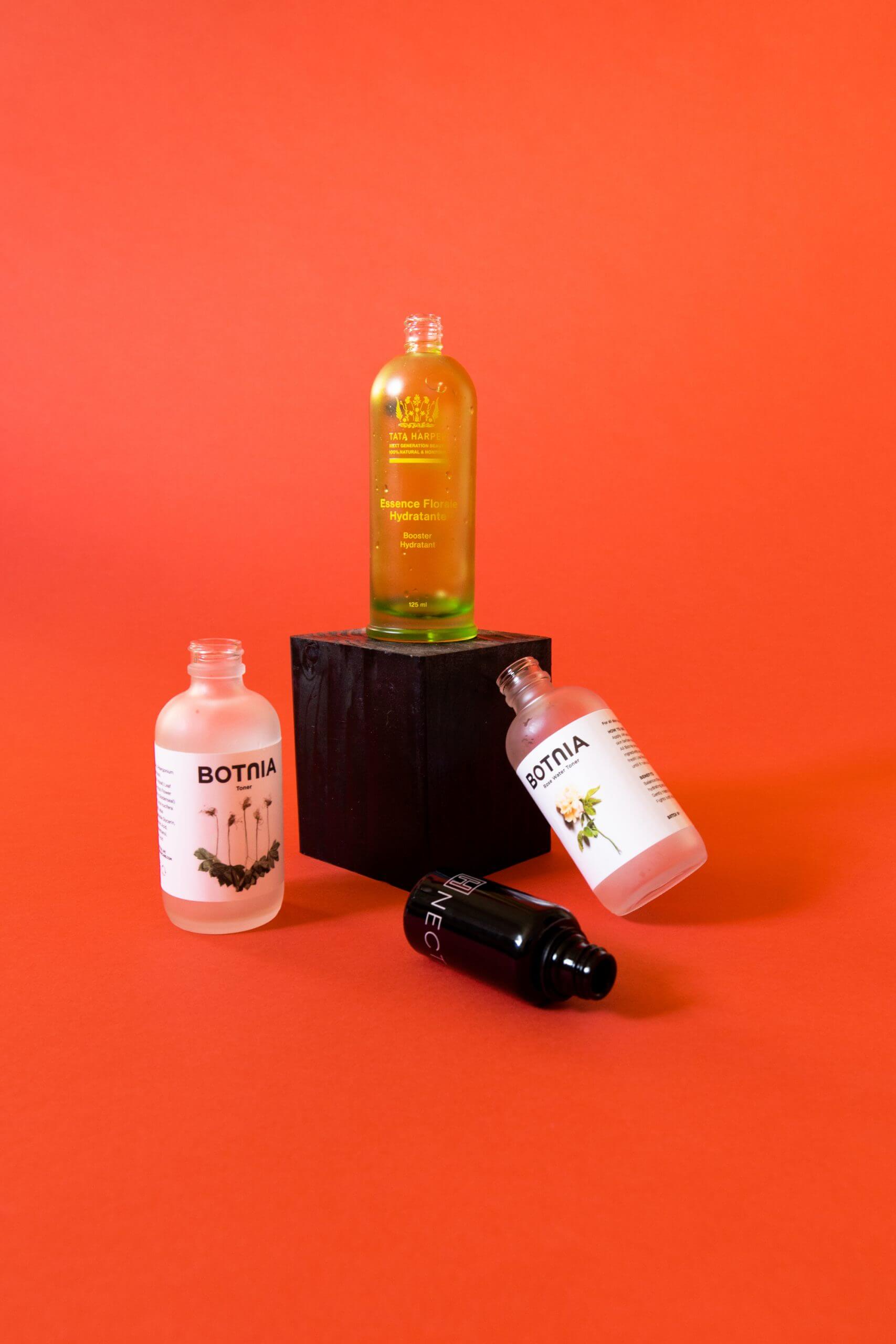 plastic and glass bottles