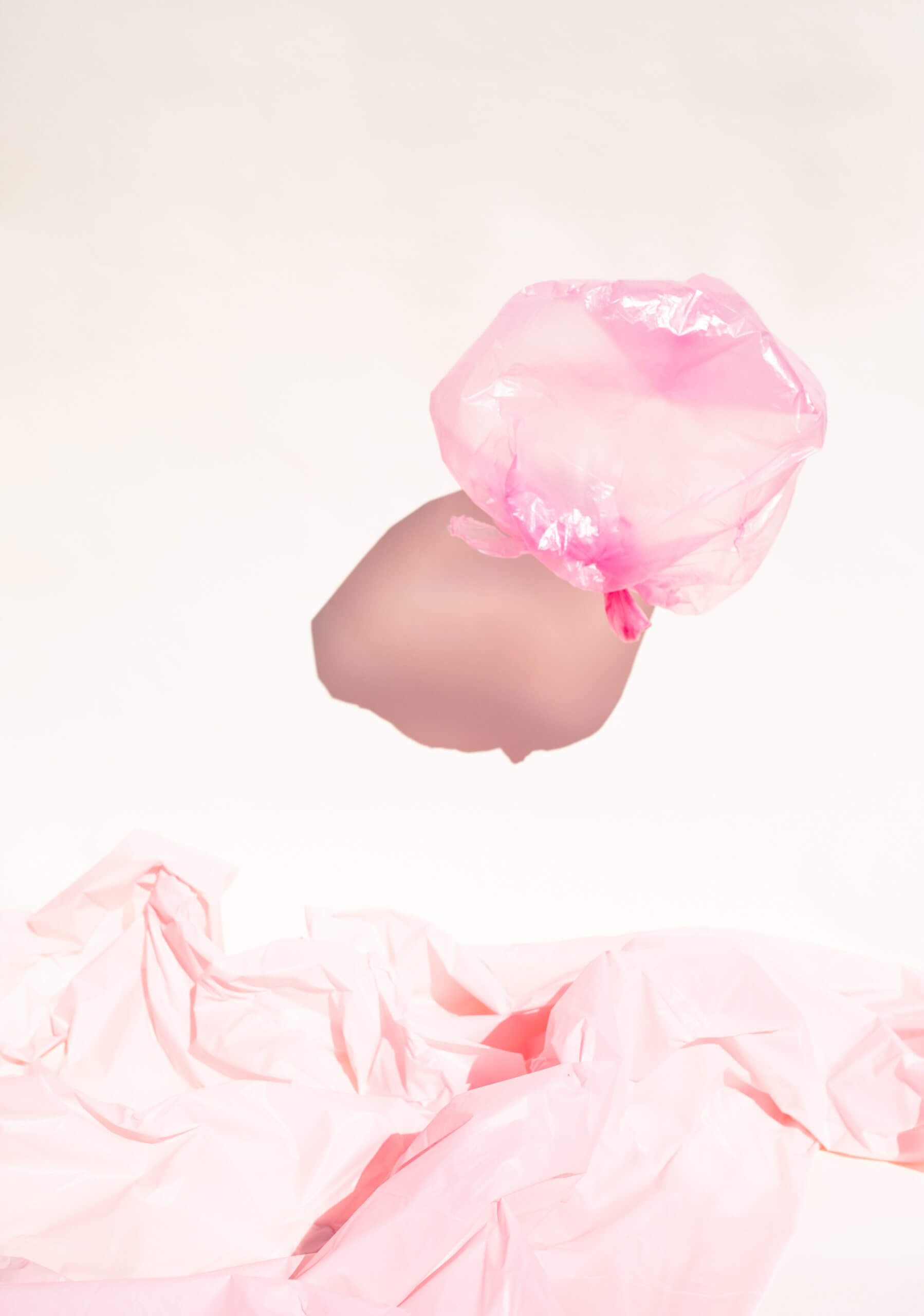 pink floating plastic bag