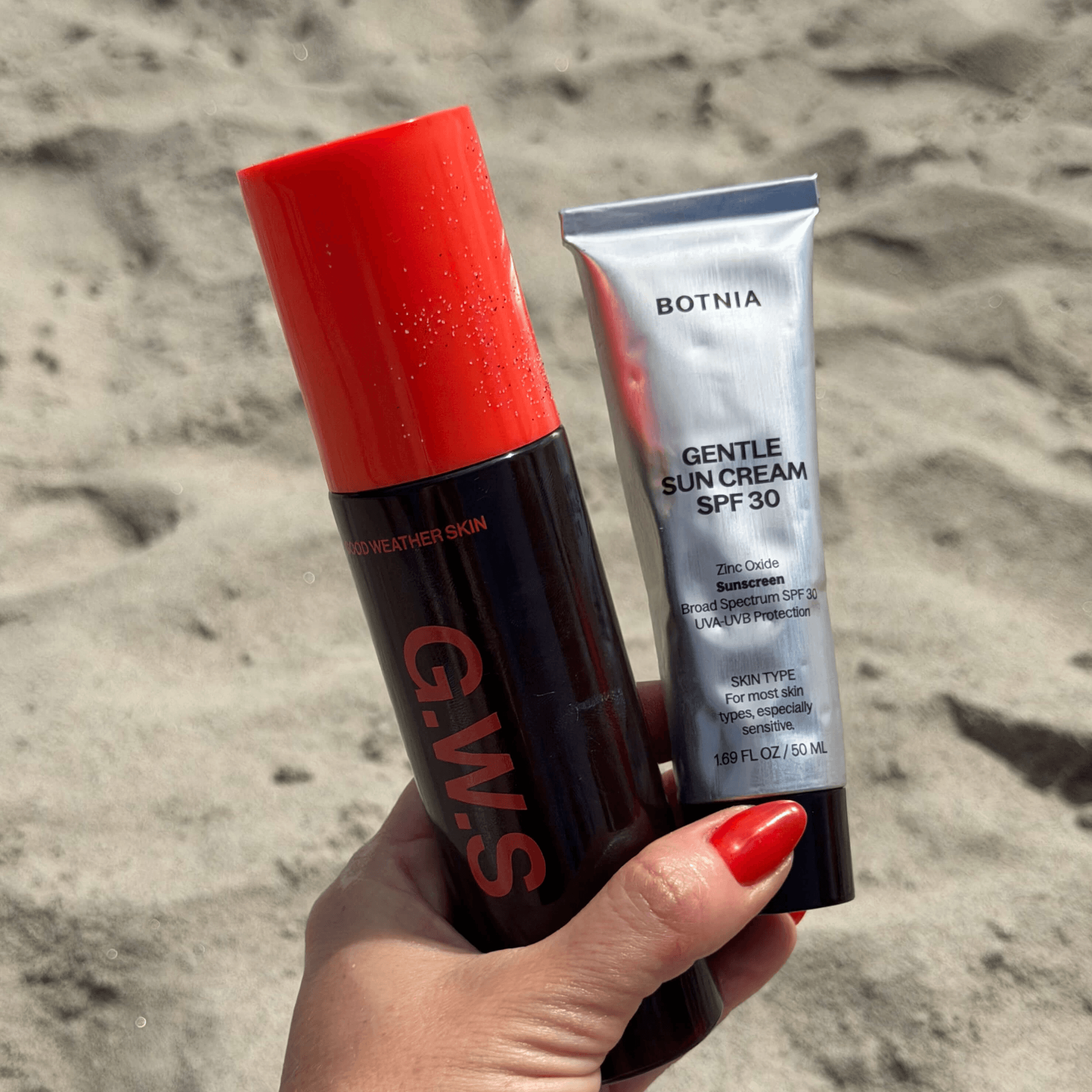 Clean mineral sunscreen products on display at Shop Good clean beauty store
