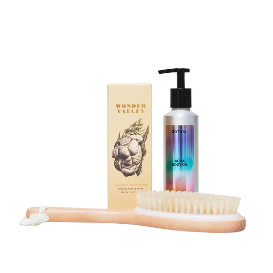 Botnia Aura Body Oil + Wonder Valley Seaweed Body Scrub + SG Dry Brush