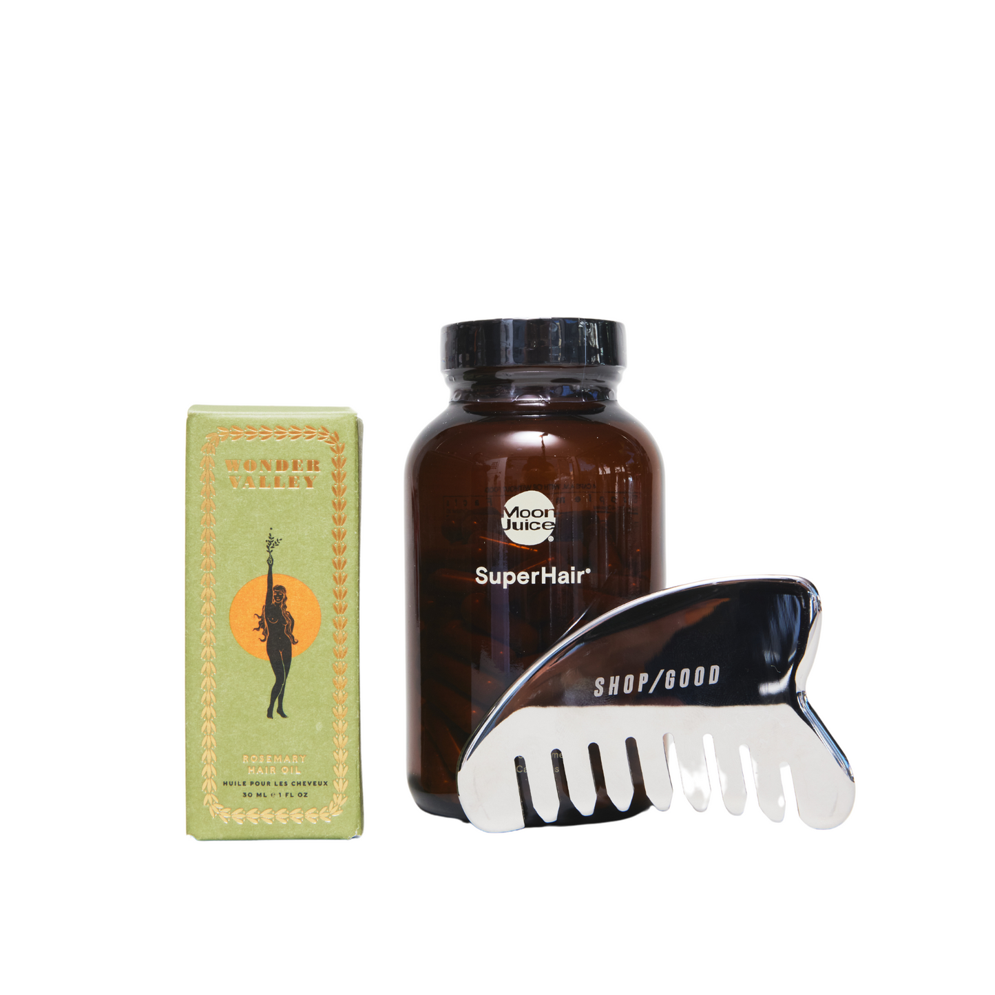 SG Scalp Gua Sha + Wonder Valley Rosemary Hair Oil + Moon Juice Superhair